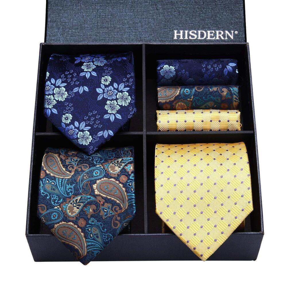 9757 Lot 3 PCS Classic 's Tie Set Necktie & Pocket Square Elegant Neck Ties